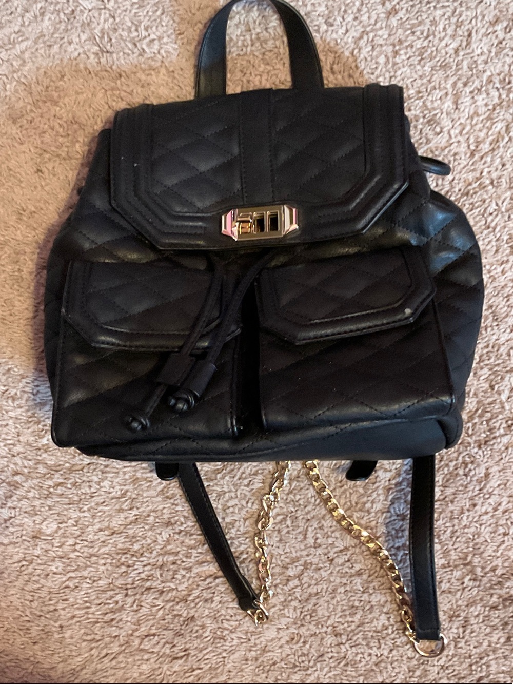 Quilted Black Women's Backpack Purse - Modern Urban Style